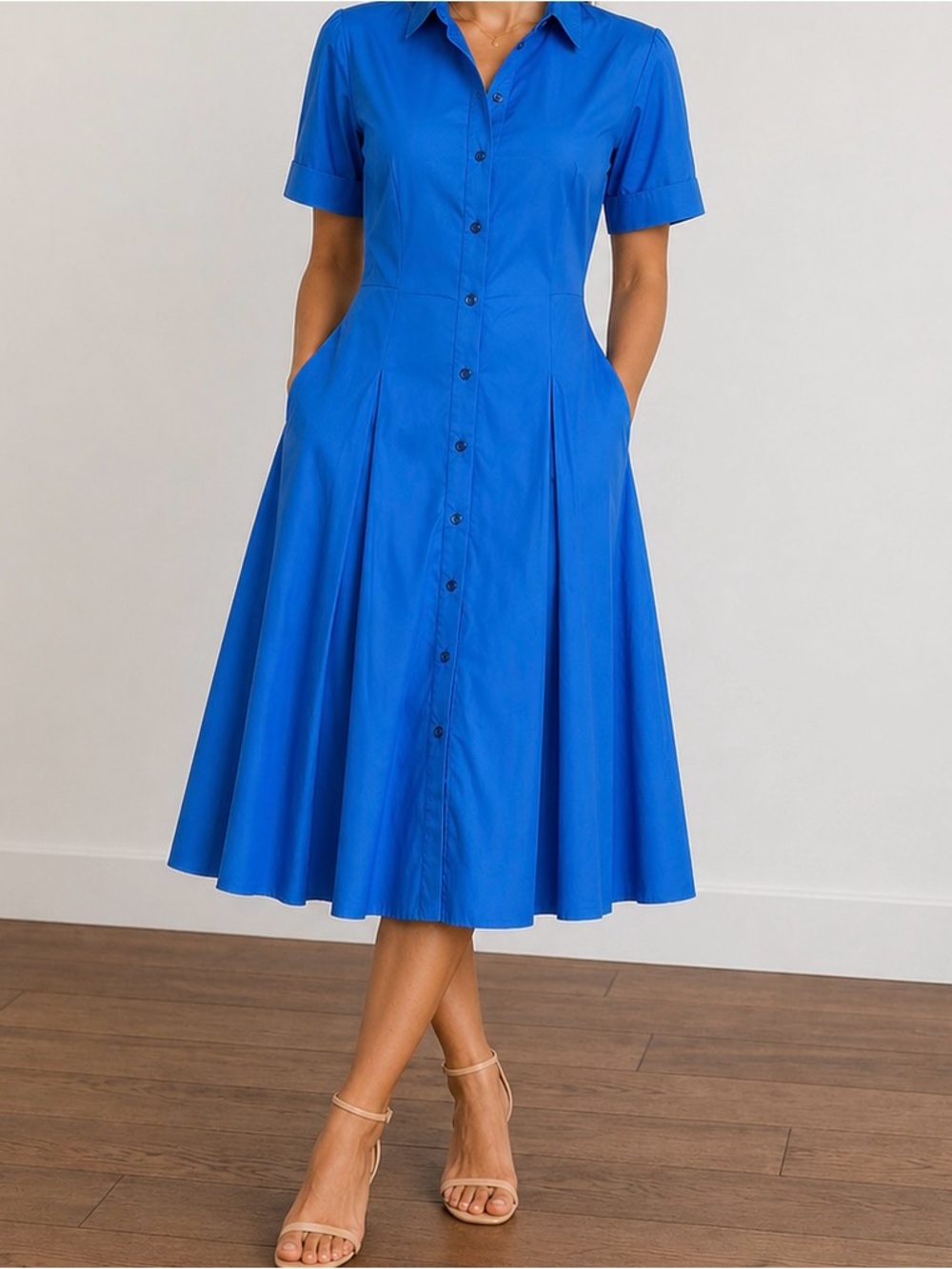 PUROTATTO Italian Blue midi dress Italy  42 US 6